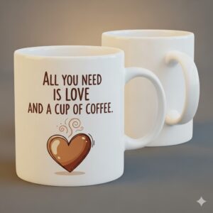 “All You Need is Love and a Cup of Coffee” Ceramic Mug